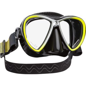 SCUBAPRO Synergy Twin - Máscara de Buceo con Correa para la Correa (Negro/Amarillo)